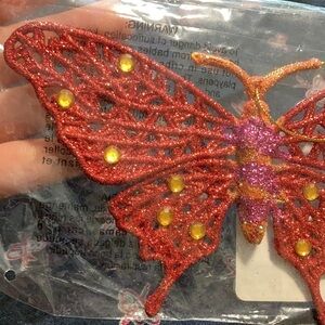 Michaels Glitter Butterfly Clip ornament Orange pink